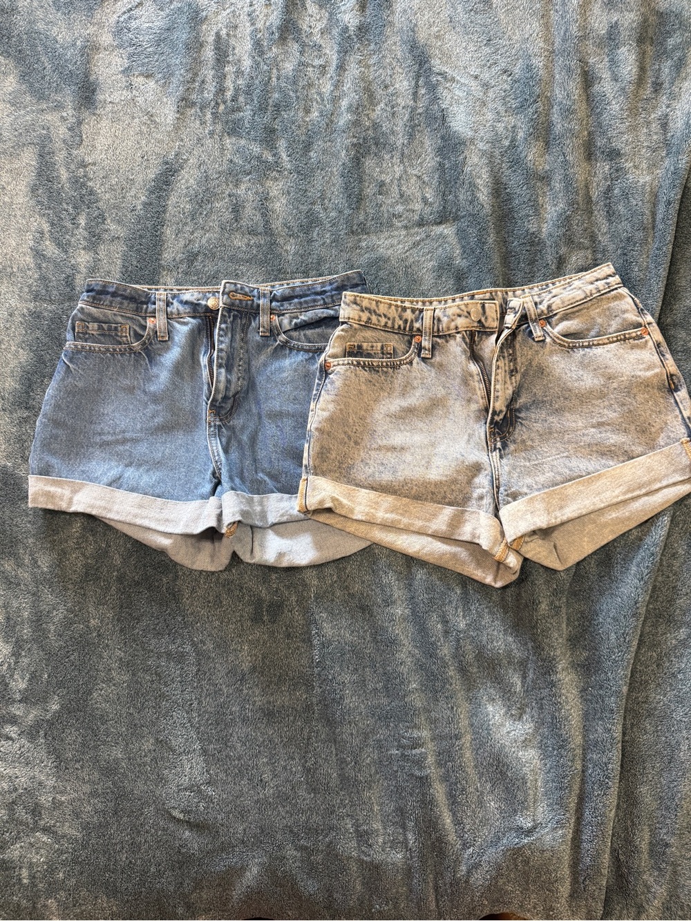 wild fable Two-Pair Rolled Hem Denim Shorts — Blue and Light Wash